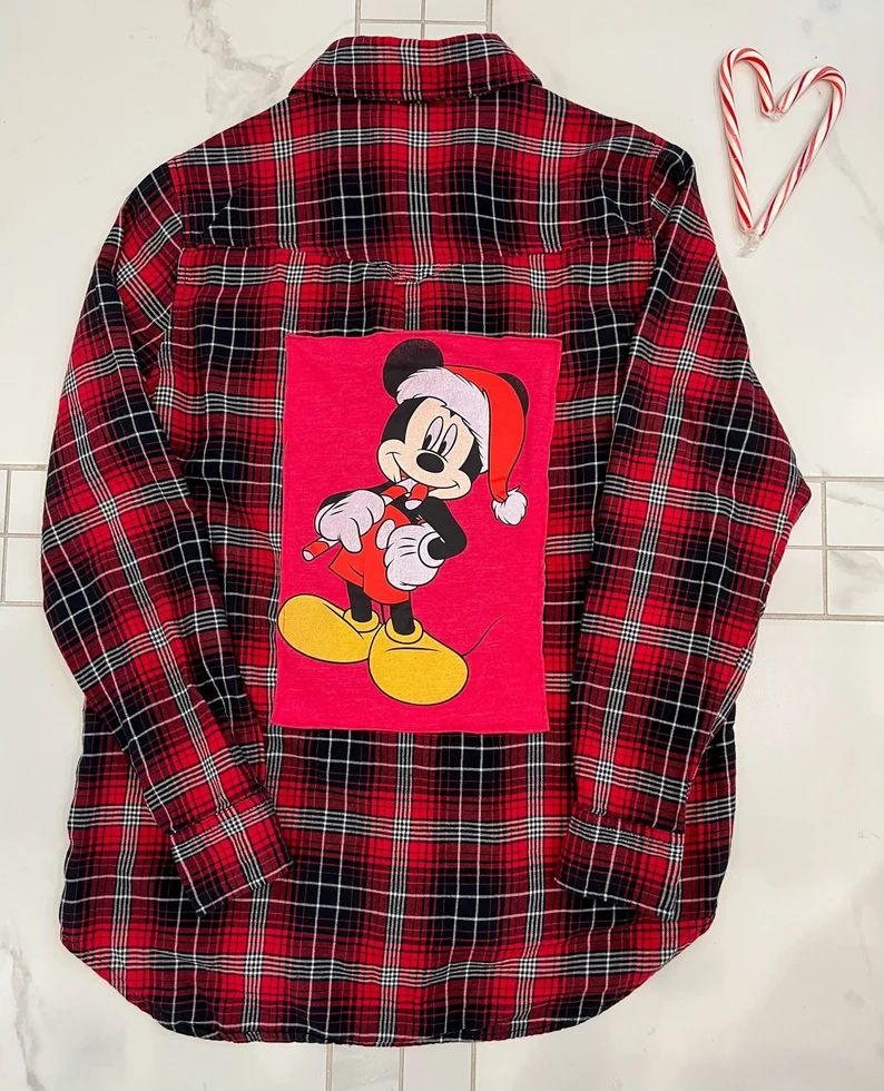 Christmas Mickey Mouse Plaid Flannel Disney Flannel Disney - Etsy | Etsy (US)