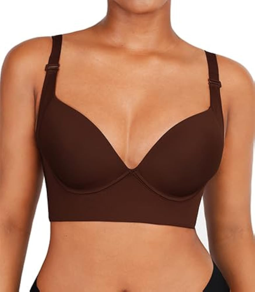 SHAPELLX Bras for Women Push Up Back Smoothing T-Shirt Everyday Underwire Lightly Lined Cups Up t... | Amazon (US)