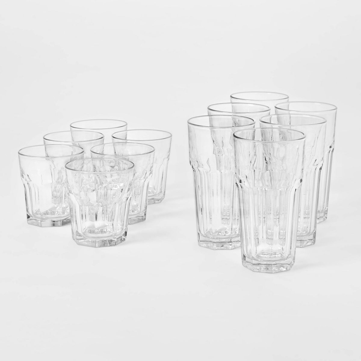 12pc Glass Tremont Tall and Short Faceted Tumbler Set - Threshold™ | Target