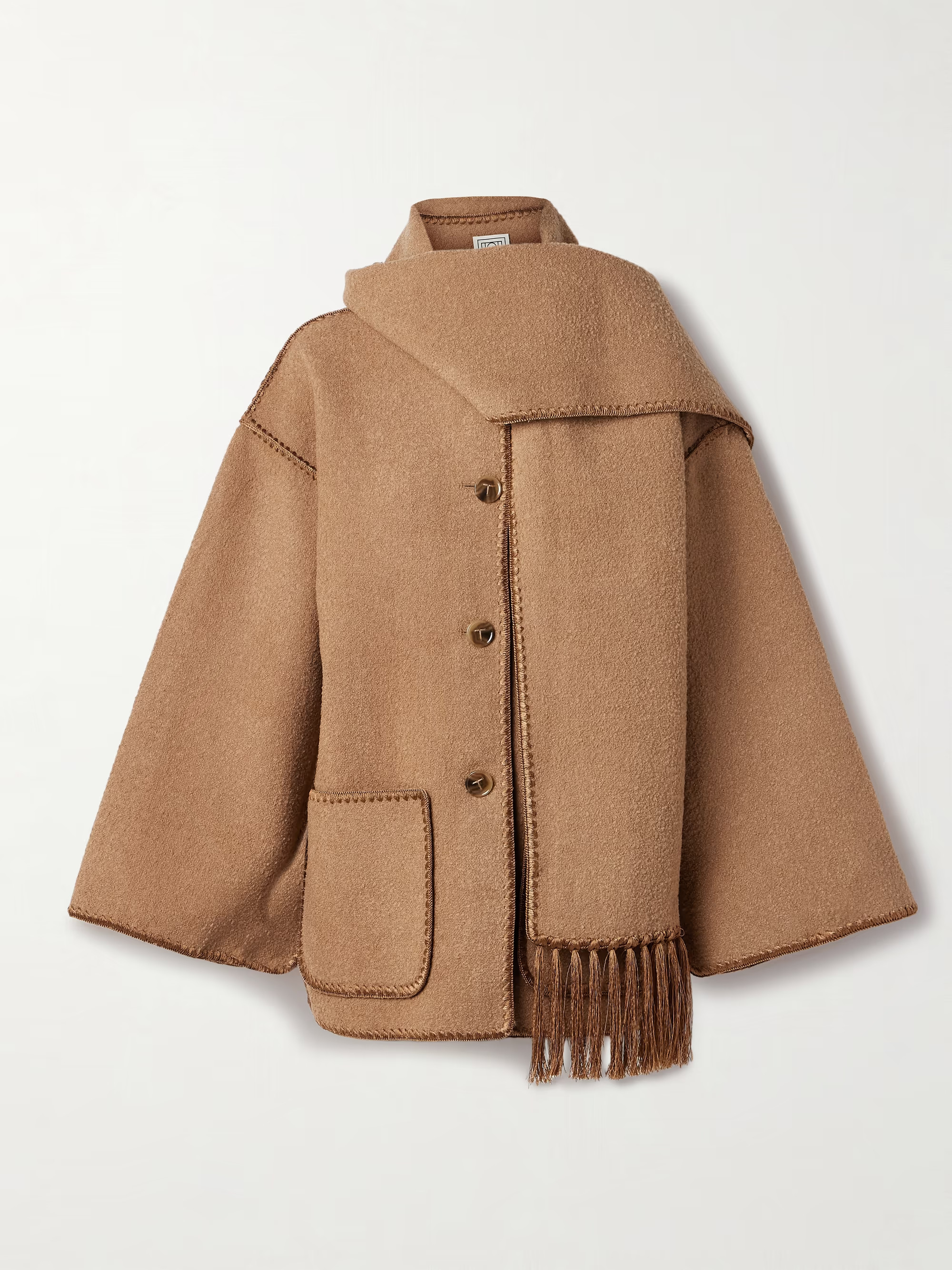 Draped fringed wool-blend bouclé jacket | NET-A-PORTER (US)