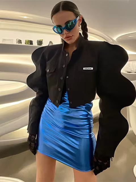 Fqlwl Autumn Streetwear Turtleneck Shirts For Women Long Sleeve Buttons Crop Tops Women 2022 Bagg... | AliExpress (US)