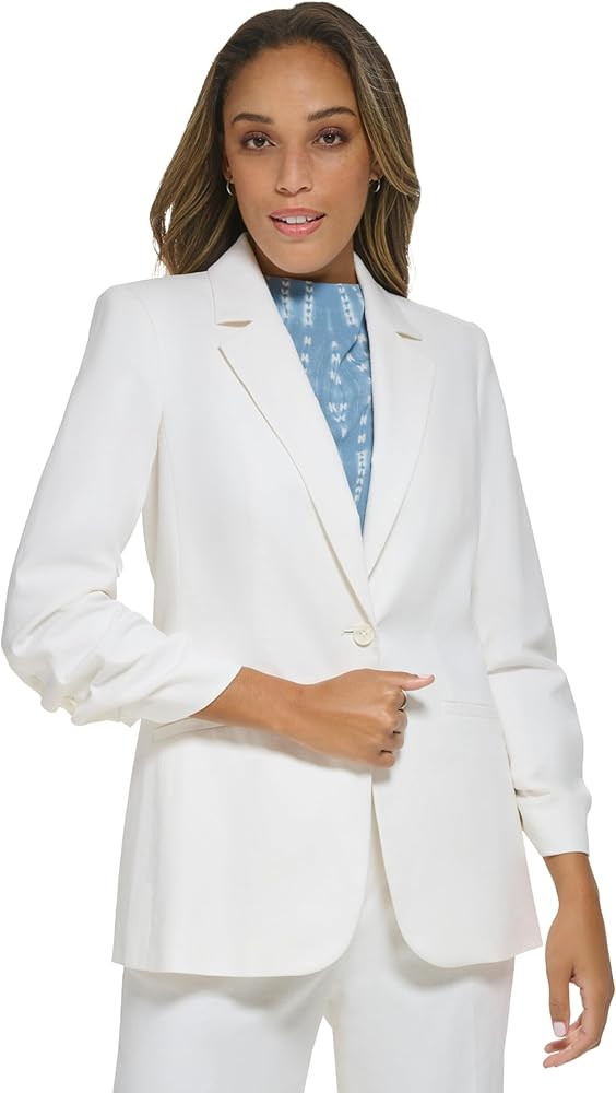 Women's Ruched Sleeve Linen Blazer | Amazon (US)