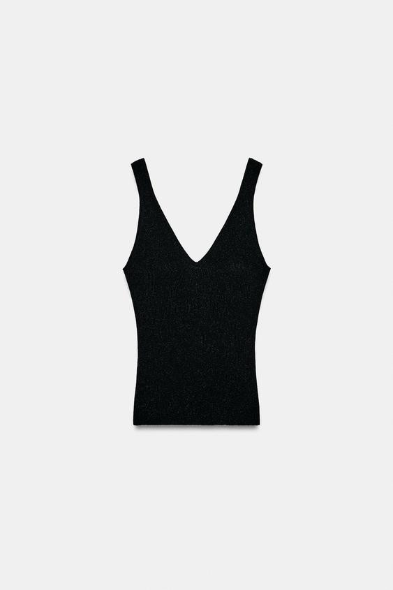 Zara - Knit Strappy Top - Brown - M - Woman | Zara UK