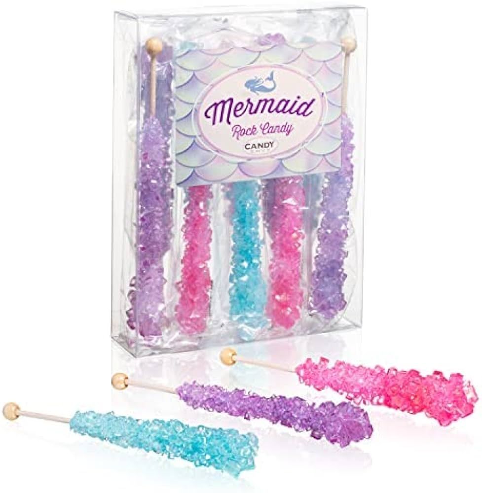 Candy Envy - Mermaid Rock Candy Sugar Sticks - 10 Indiv. Wrapped - Pink, Light Blue, Lavender | Amazon (US)