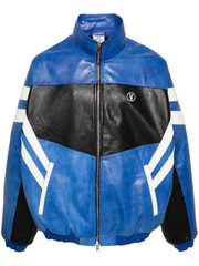VETEMENTS logo-embroidered Leather Jacket