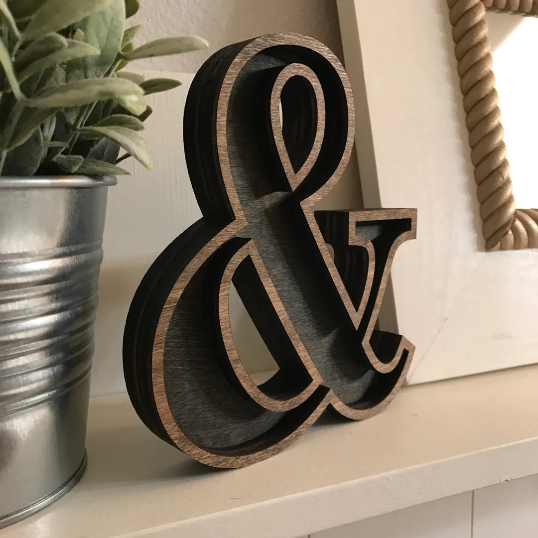 Ampersand Wooden Marquee Cutout, Laser Cut Wood Letter "&" Sign, And Sign Wooden Wall Decor, Marq... | Etsy (US)