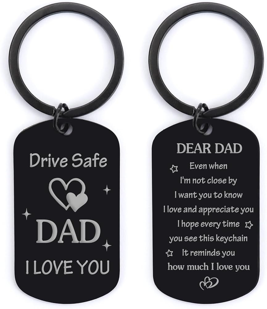 Fodfgxf Fathers Day Gift for Dad from Daughter Son, Dad Birthday Gift Drive Safe Keychain for Him... | Amazon (US)