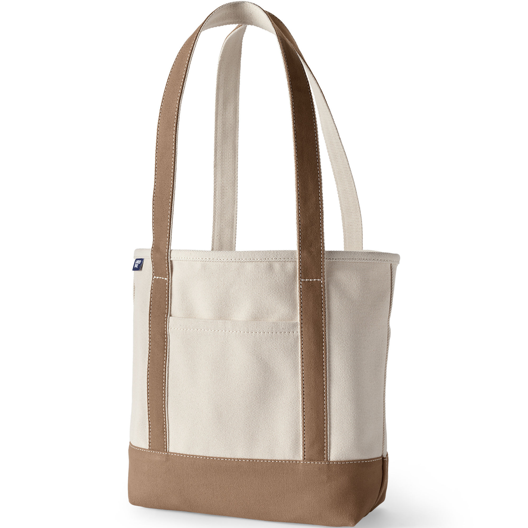 Medium 5 Pocket Open Top Long Handle Canvas Tote Bag | Lands' End (US)