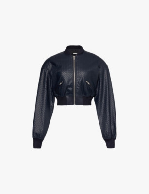 Cropped-length braided faux-leather bomber jacket | Selfridges