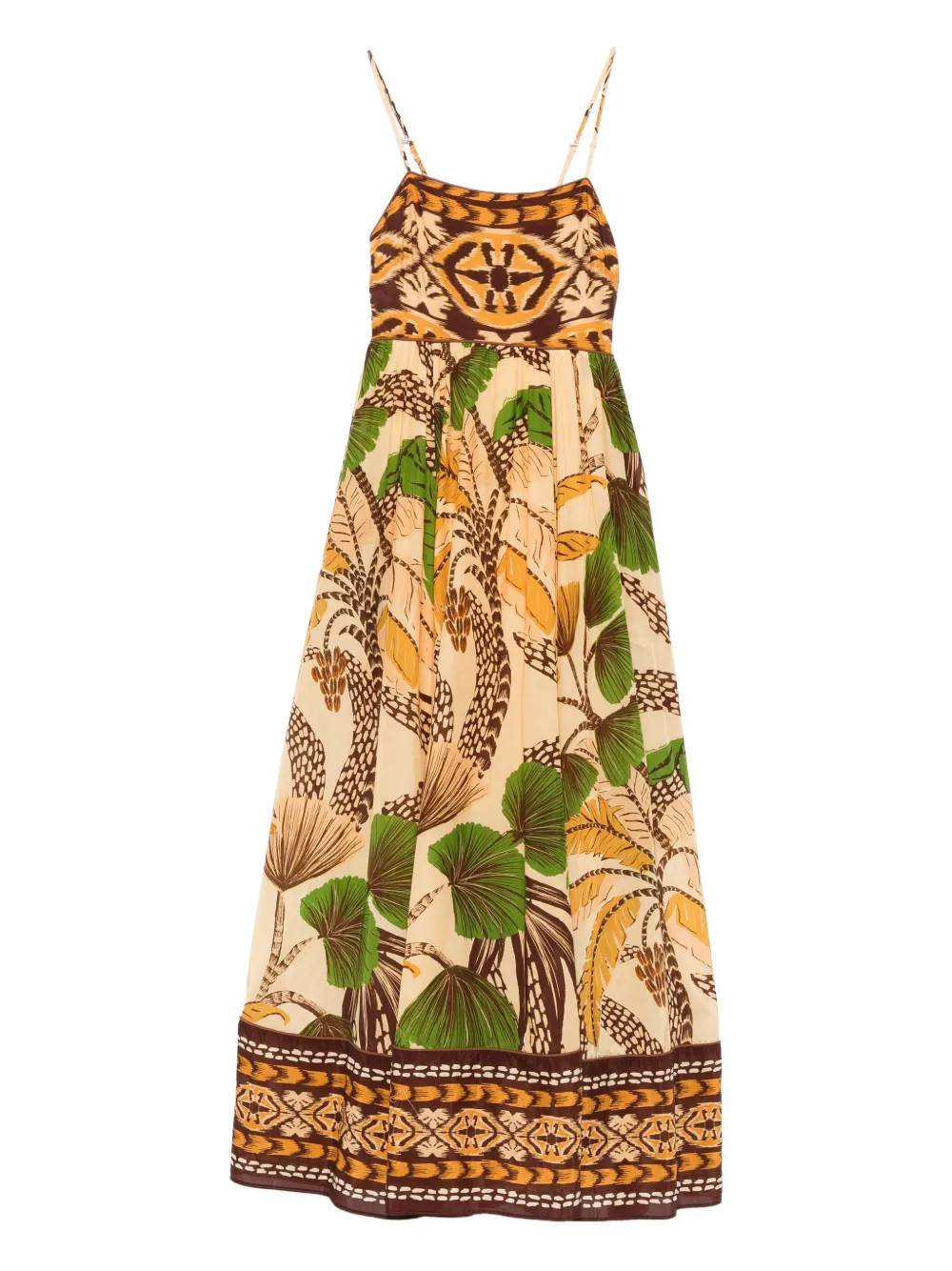 FARM Rio Foliage Sketch Maxi Dress | Brown | FARFETCH | Farfetch Global