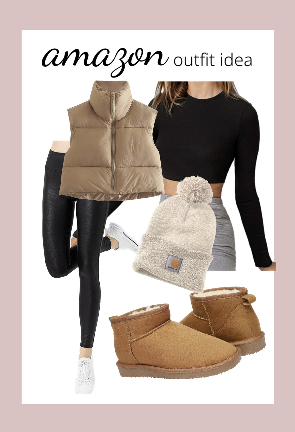 Fall casual Amazon outfit, perfect for chilly weather and running errands

Cropped puffy vest, Pom beanie, ugg dupes, spanx dupes, faux leather leggings, athleisure 

#LTKSeasonal #LTKunder50 #LTKstyletip