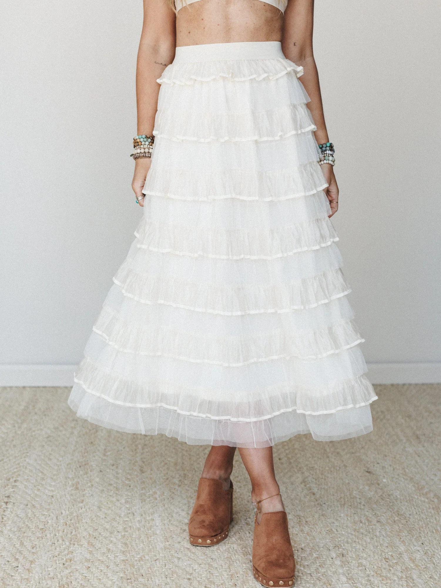 Afternoon Tea Ruffle Skirt - Ivory | Three Bird Nest