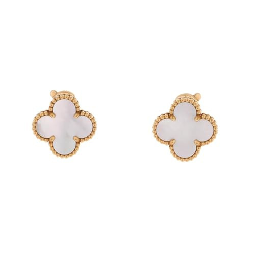 Van Cleef & Arpels, Pre-Loved Vintage Alhambra Earrings 18K Yellow Gold and Mother of Pearl, Yellow Gold | Amazon (US)
