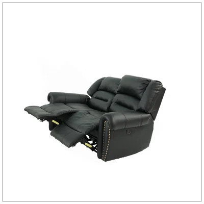 Plush Relax 1Pc Manual Motion Loveseat Bonded Leather 2-Seat Couch Armrest Cushion Seating Living Room Furniture | Wayfair North America