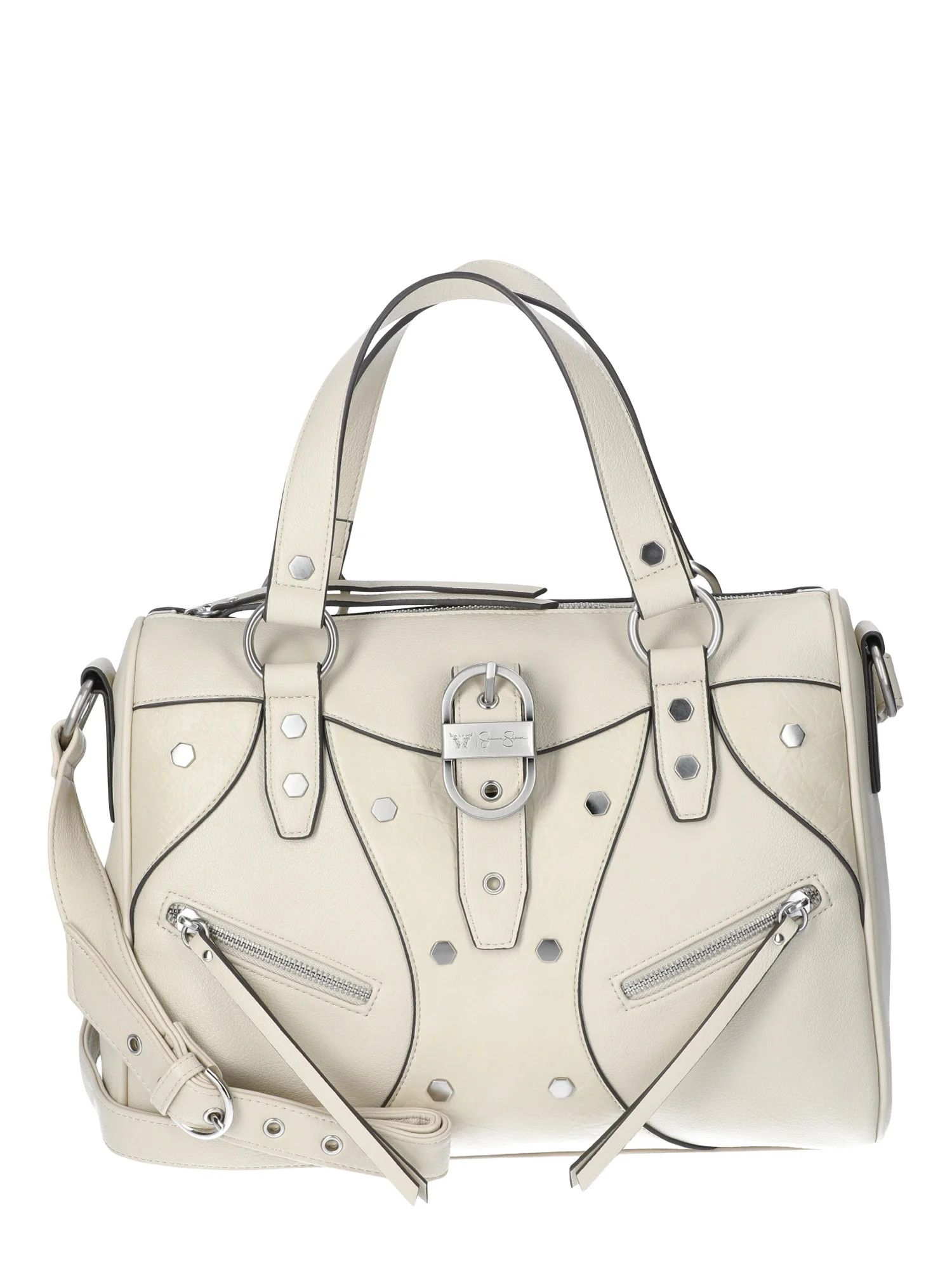 Jessica Simpson Women's Courtney Faux Leather Satchel Handbag, Cream Bruleé | Walmart (US)