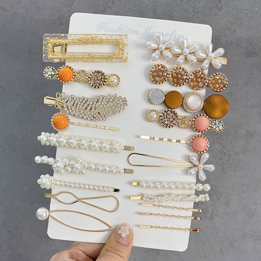 20 PCS Pearl Hair Clips Set Fashion Korean Acrylic Resin Hair Barrettes, Bobby Pins Hairpins for Wom | Amazon (US)