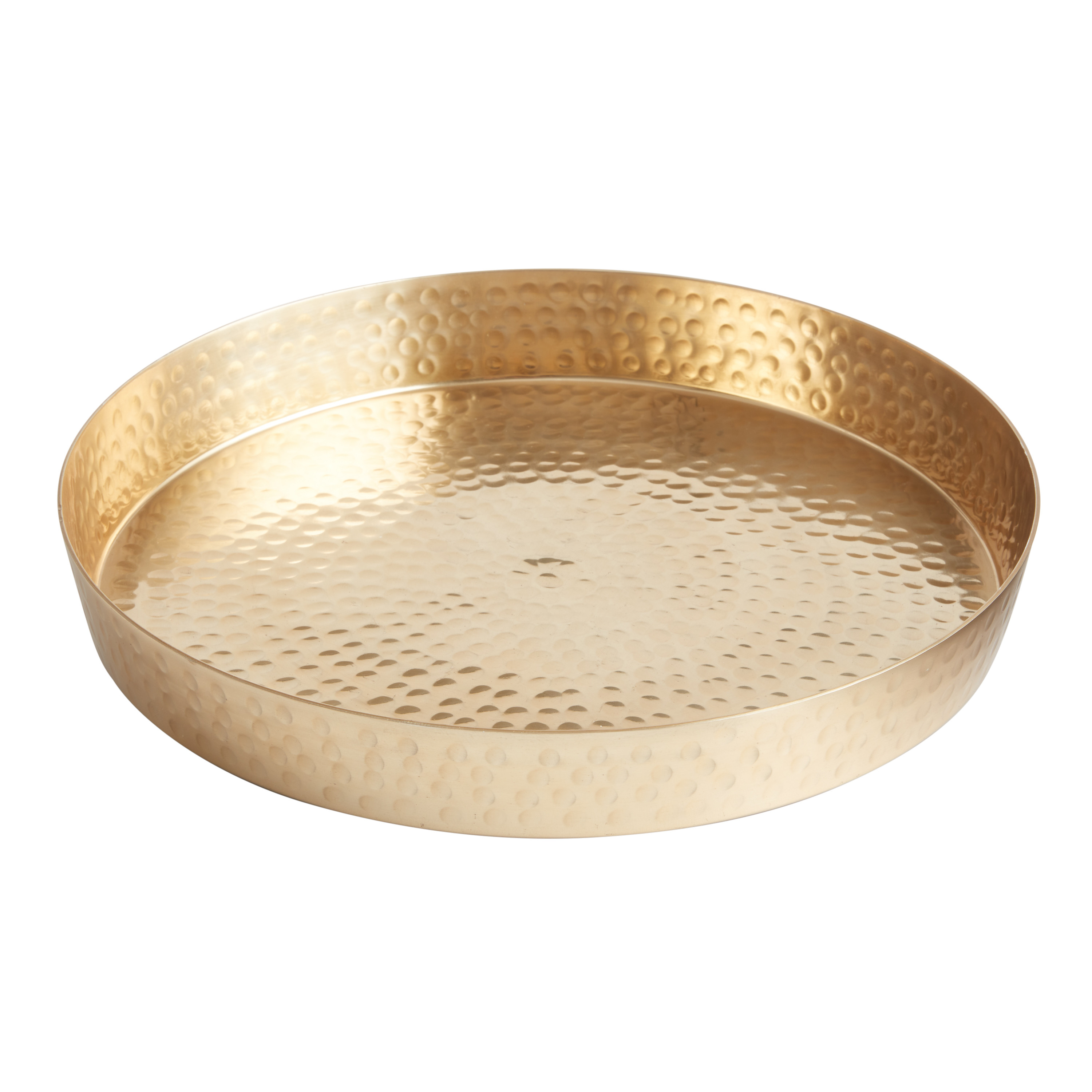 Julian Round Gold Hammered Serving Tray | World Market