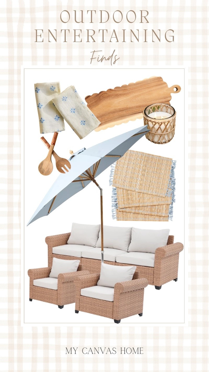 It’s almost hosting season, which means you might be in the market to spruce up your outdoor entertaining finds! 🤍☀️ These picks recently caught my eye—and several items like the umbrella and placemats are on sale. I’m also loving this patio furniture! 

#LTKSeasonal #LTKSaleAlert #LTKHome