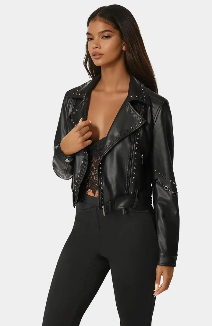 Studded Vegan Leather Moto Jacket | Nordstrom