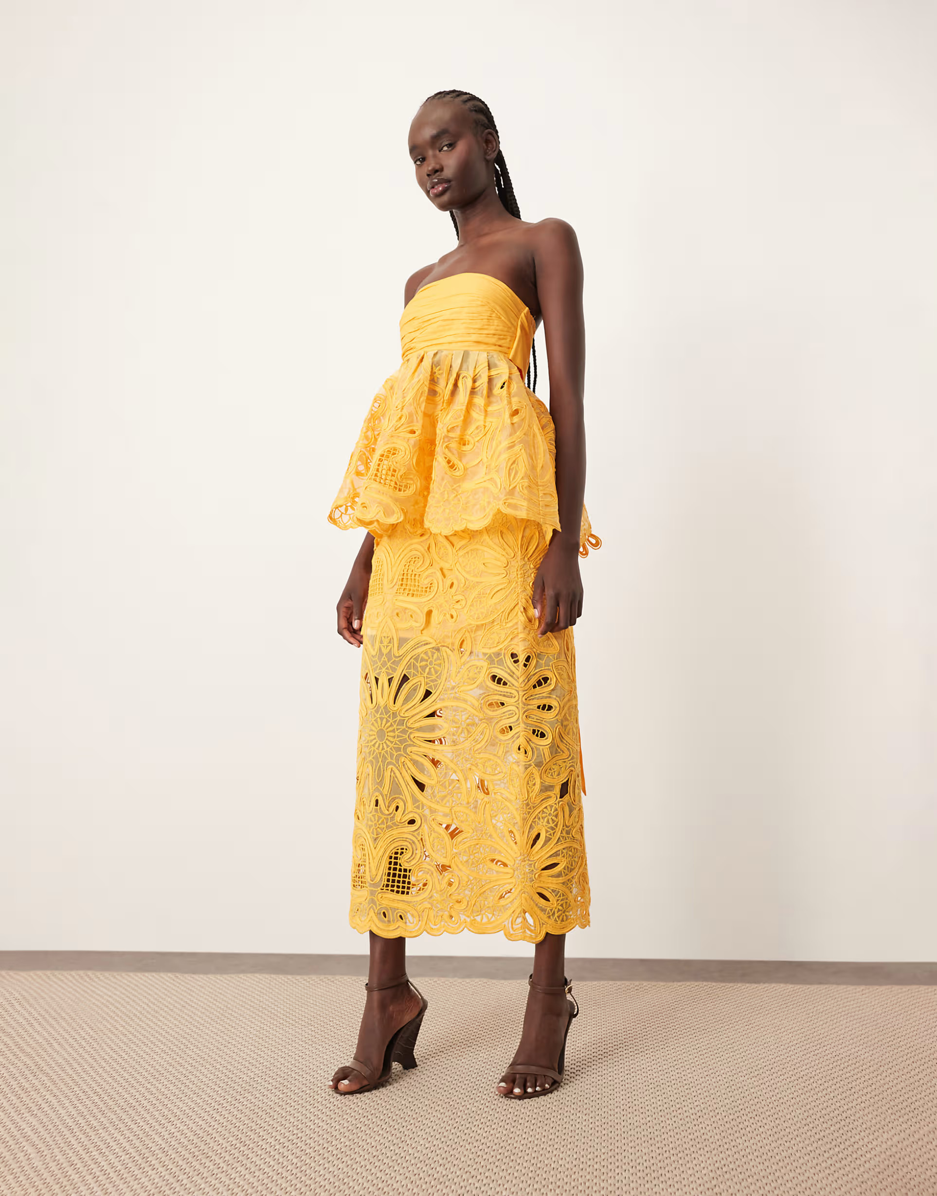 ARRANGE floral cornelli column midi skirt in mandarin - part of a set | ASOS (Global)