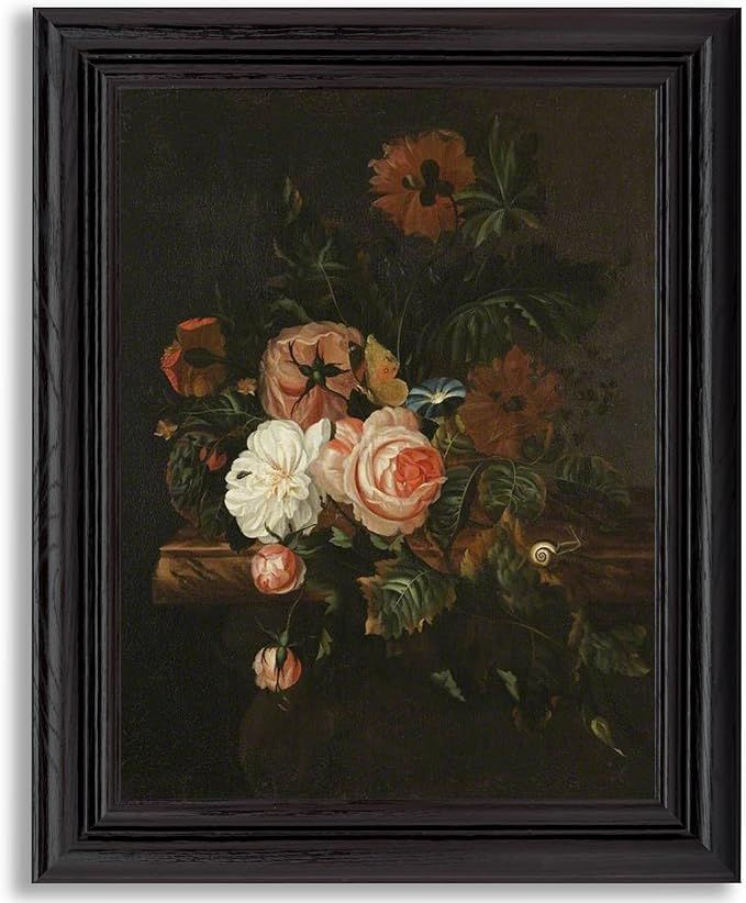 Roses & Poppies & a Snail by Willem Van Aelst Framed Print Poster Wall Art Decor | Fine Artwork P... | Amazon (US)