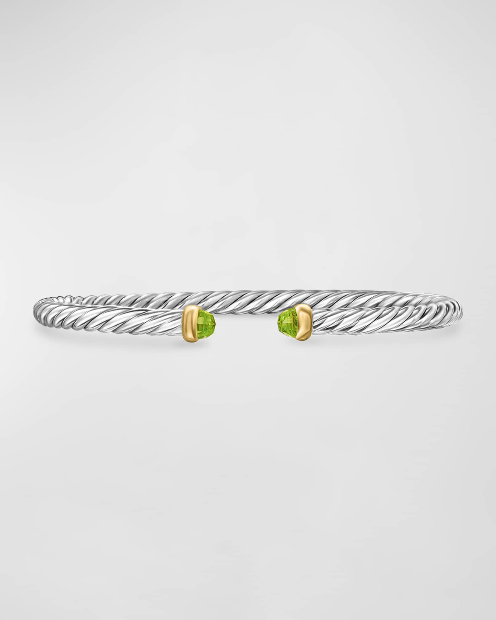 Cable Flex Bracelet with Gemstone in Silver and 14K Gold | Neiman Marcus