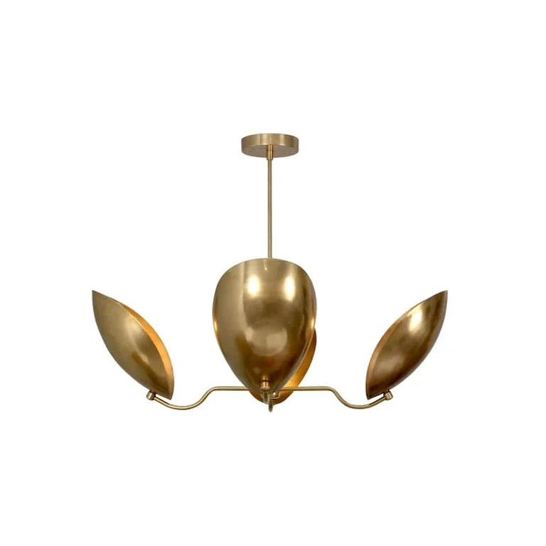 4 Light Curved Shades Pendant Mid Century Modern Raw Brass Sputnik chandelier light Fixture | Walmart (US)
