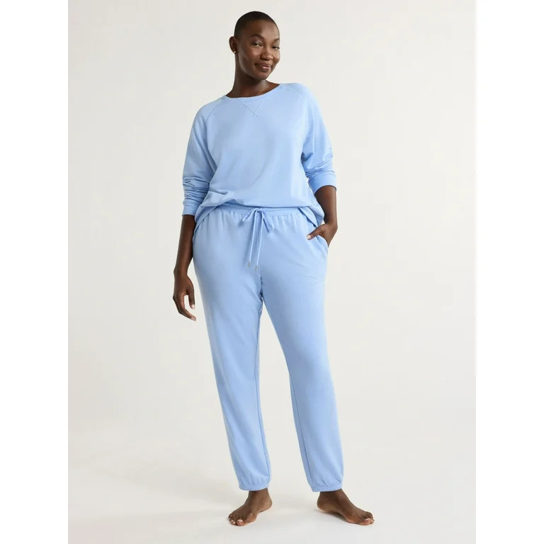 Joyspun Women's and Women’s Plus French Terry Sweatshirt and Joggers Set, 2-Piece, Sizes XS to ... | Walmart (US)