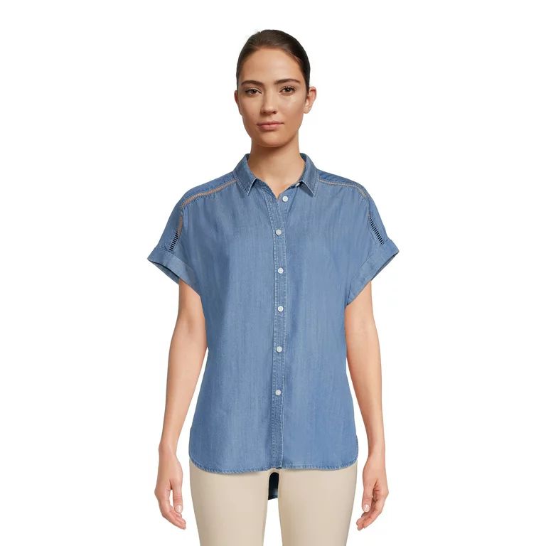 Time and Tru Women’s Chambray Camp Shirt | Walmart (US)