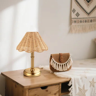 Mini Cordless Boho Rattan Table lamp, 5200-mAh Rechargeable Battery, 3-Level Brightness Dimmable, Build-in Integrated LED 320 Lumen Max, Rattan Shade, | Wayfair North America