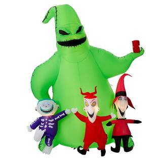 9 ft Oogie Boogie with Lock, Shock, and Barrel Halloween Inflatable 21GM21760 | The Home Depot
