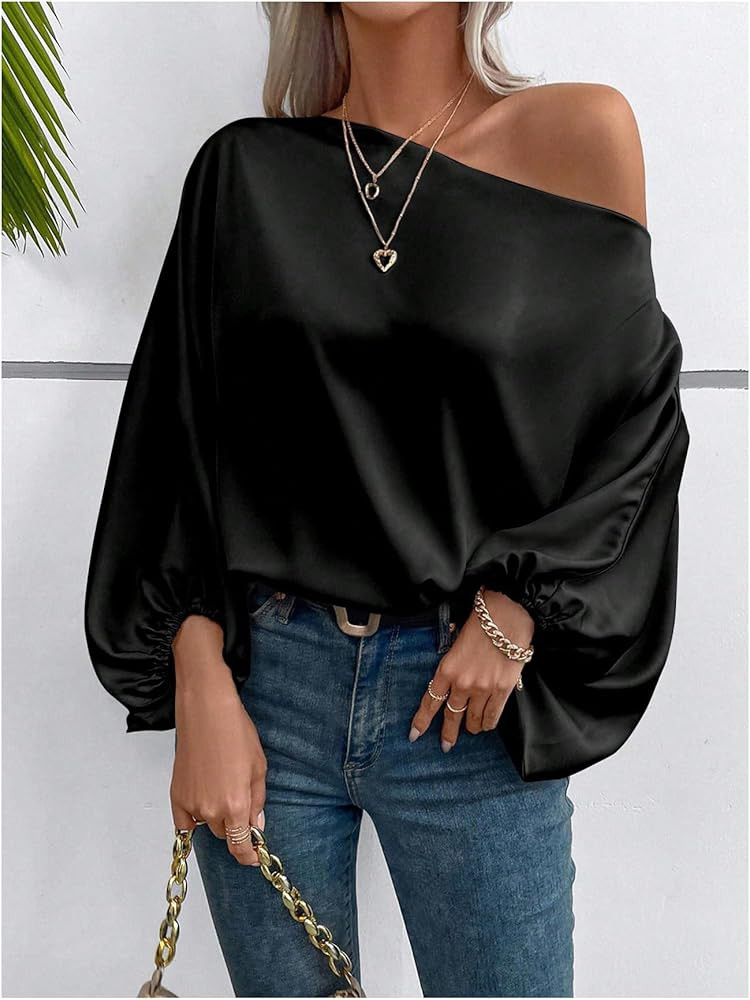 Verdusa Off The Shoulder Blouses for Women 3/4 Length Sleeve Asymmetrical Tops Dressy Casual Blou... | Amazon (US)