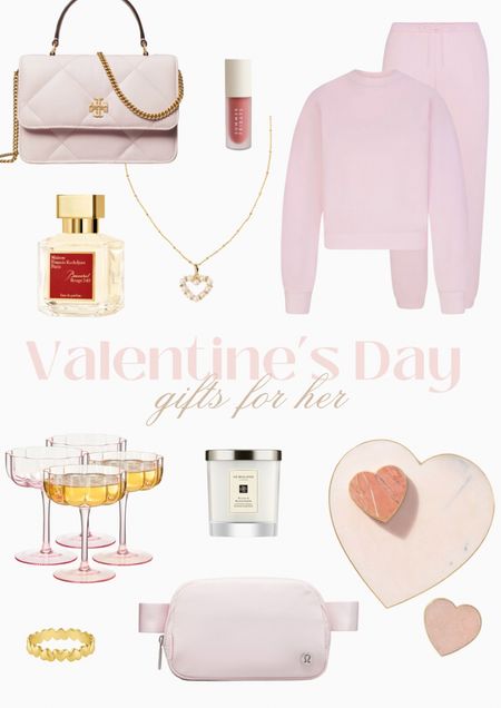 Valentine’s Day gift ideas for her! 💌 

Tory Burch handbag, pearl heart necklace, Kendra Scott, summer Friday’s lip oil, skims sweatshirt, sweatpants, champagne coupe glasses, Jo Malone candle, Anthropologie cheese board, marble coasters, Lululemon belt bag, gold heart ring, Galentine’s Day, gifts for her, fancythingsblog 

#LTKitbag #LTKfindsunder50 #LTKMostLoved