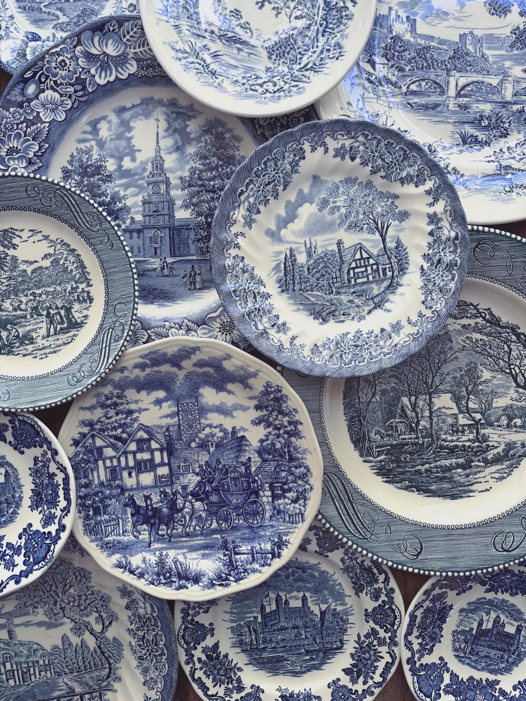 Vintage Blue & White Transferware Plate – Pastoral Scene – English Countryside Style – Wall... | Etsy (US)