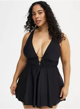 Smock Waist Triangle Swim Dress | Torrid (US & Canada)