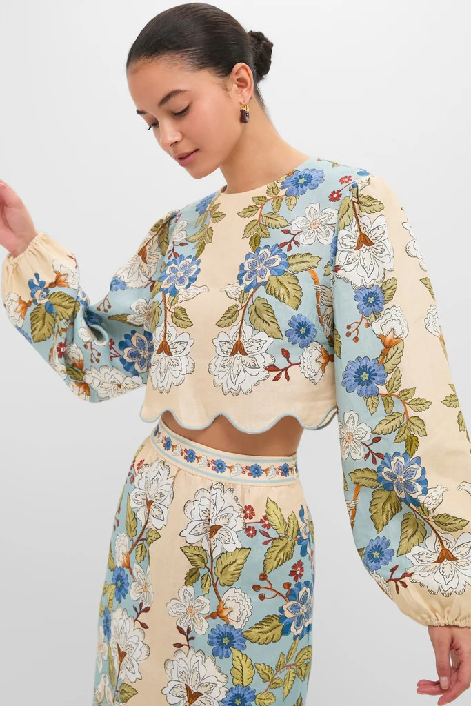Garden Scarf Blue Long Sleeve Blouse | Tuckernuck (US)