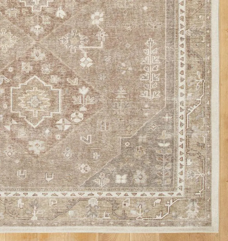 Vintage Neutral Oushak Style Hand Knotted Rug in Beige & Brown, Distressed Traditional Wool Area ... | Etsy (Global)