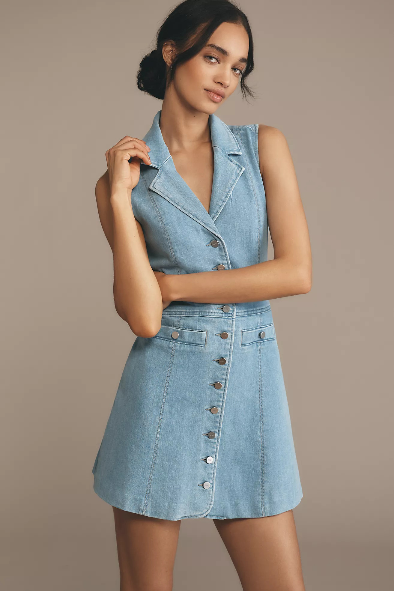 PAIGE Vida Sleeveless Denim Mini Dress | Anthropologie (US)