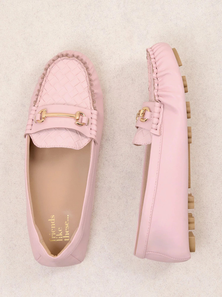 Roze imitatieleer - Friends Like These Comfort Trim Detail Casual Moccasin Loafers | Next EU