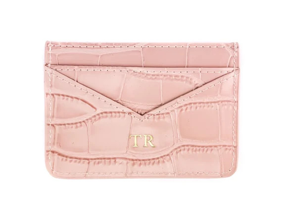 Personalized Leather Card Holder, Blush Pink Nude, Customized Card Case,Bespoke Leather Card, 3rd... | Etsy (US)