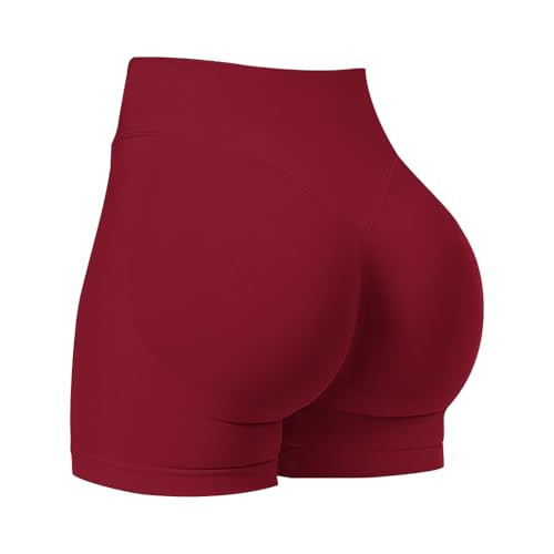 JN JANPRINT Womens Running Gym Cycling Shorts Hidden Scrunch Bum Butt Lifting High Waisted 4.5" Seamless Booty Shorts Red | Amazon (UK)