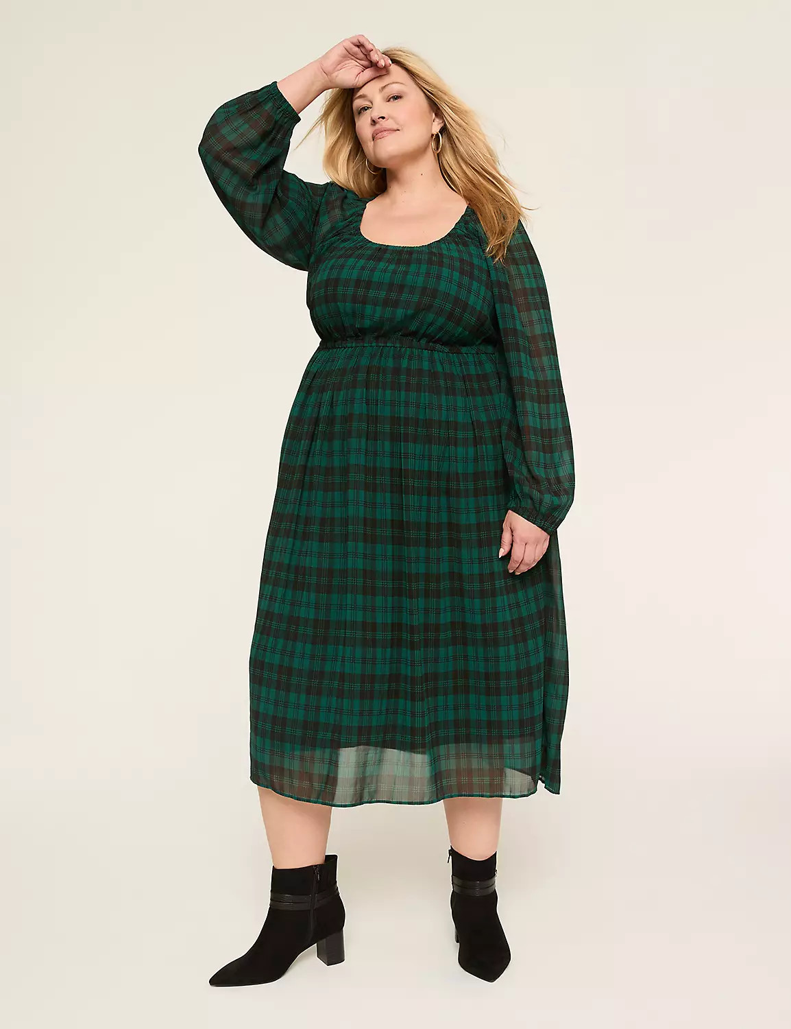 Long-Sleeve Scoop-Neck Midi Dress | Lane Bryant (US)