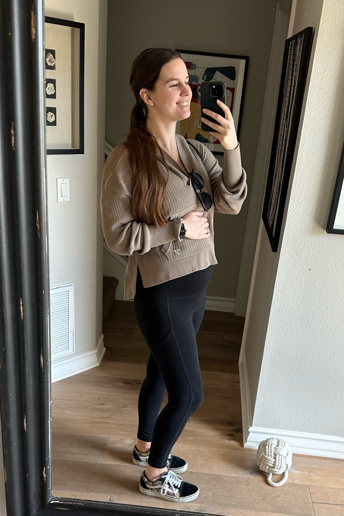 Maternity outfit while 20 weeks pregnant. Obsessed with these pocket leggings from Aerie. Paired it with a long sleeve pullover from Gymshark’s Pause collection and my favorite pair of Vans.

#LTKcurves #LTKbump #LTKfit
