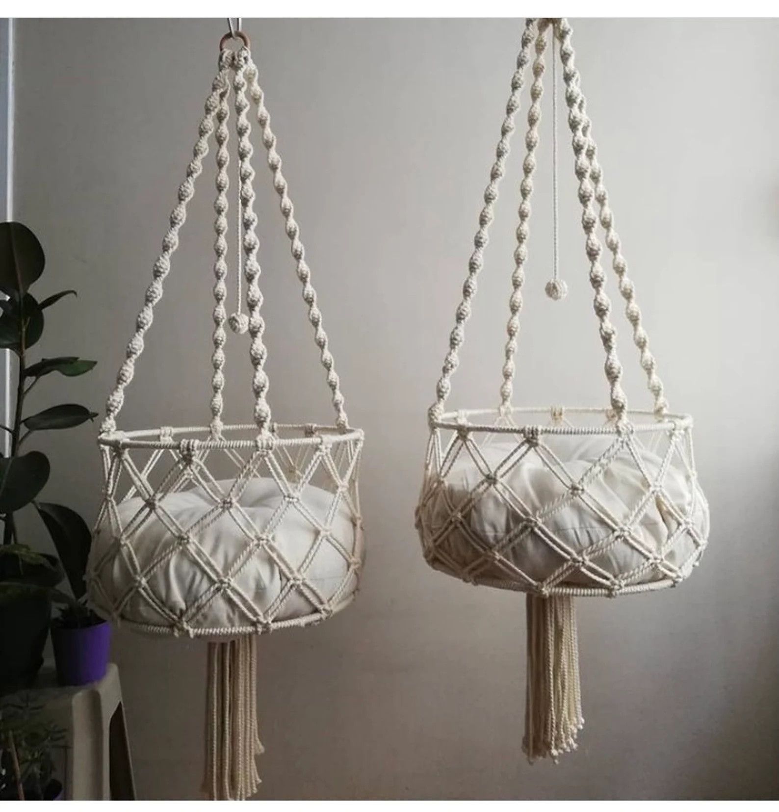 Macrame Cat Hammock Woven Hanging Dog Bed Macrame Wall Cat Swing Cat Lover Gifts Cute Boho Croche... | Etsy (US)