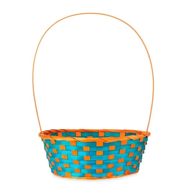 Way To Celebrate Easter Large Round Bamboo Basket, Orange and Teal | Walmart (US)