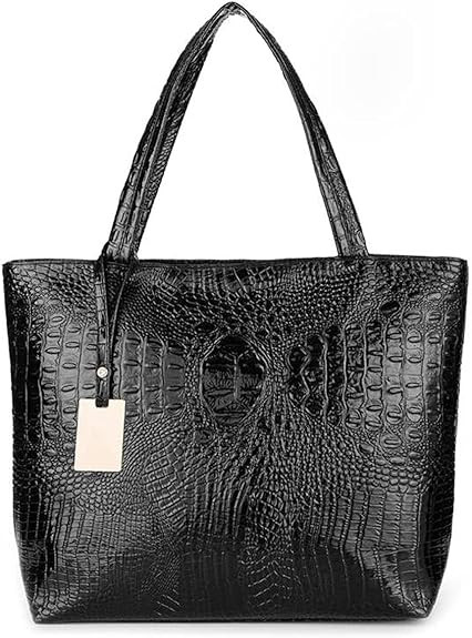 Womens Large Tote Shoulder Handbag Purse Travel Satchel Stylish Fuax Leather Crocodile Hobo Top H... | Amazon (US)