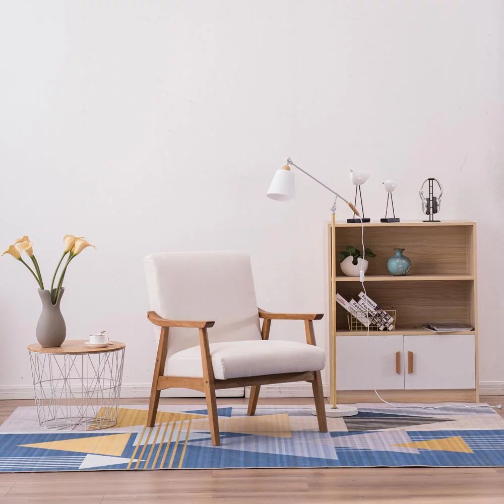 Zimtown Wood Frame Fabric Accent Chair, 26.77" x 29.13" x 33.07",Beige - Walmart.com | Walmart (US)