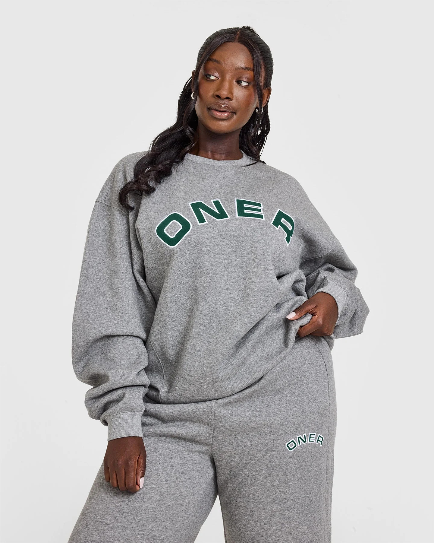 Foundations Oversized Graphic Sweatshirt 
 Charcoal Marl | Oner Active (UK / US)