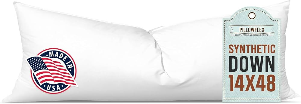 Pillowflex Synthetic Down Pillow Insert - 14x48 Down Alternative Pillow, Ultra Soft, Large Rectan... | Amazon (US)