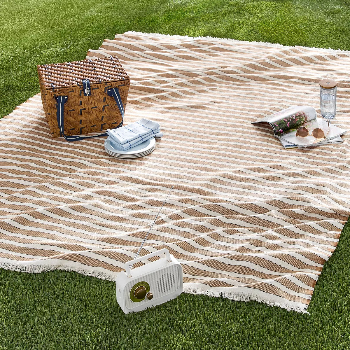 Striped Picnic Blanket Toffee/Sour Cream - Hearth & Hand™ with Magnolia | Target